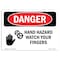 Signmission Safety Sign, OSHA Danger, 7" Height, 10" Width, Aluminum, Hand Hazard Watch Your Fingers, Landscape OS-DS-A-710-L-1288 - alternate 1